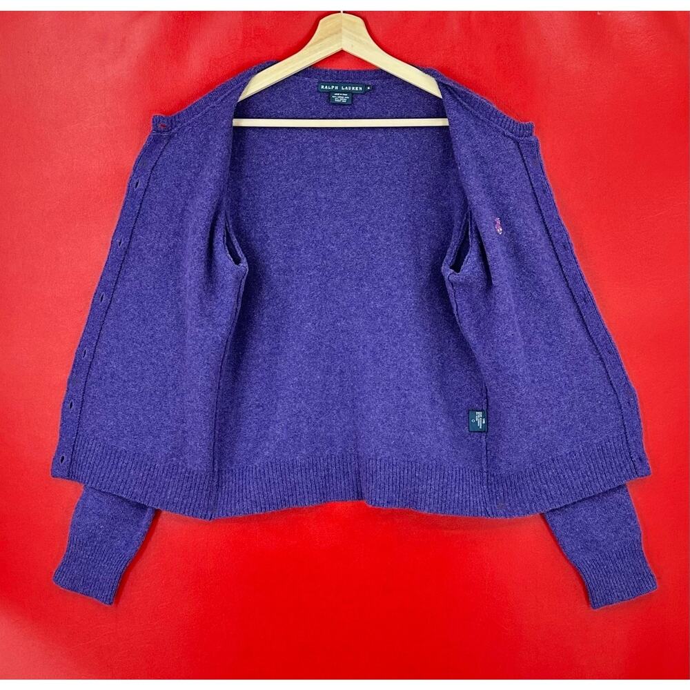 Ralph Lauren XL Purple Marbled Wool/Angora Blend Button Front Cardigan Sweater - Picture 2 of 8